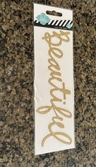 Heidi Swapp BEAUTIFUL Gold Glitter Dimensional Title Sticker 1 Piece