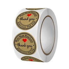 Hand Made With Love Stickers – Baked With Love – Kraft Style – 500 Per Roll