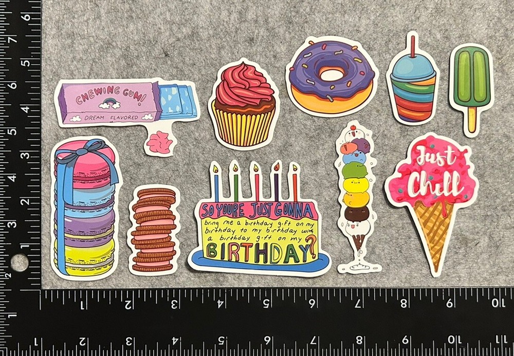 Lot Of 10 Random Lifestyle Dessert Snacks Sugar Happy Stickers