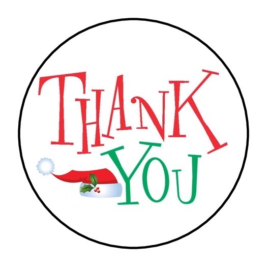 30 THANK YOU CHRISTMAS ENVELOPE SEALS LABELS STICKERS 1.5″ ROUND