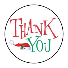 30 THANK YOU CHRISTMAS ENVELOPE SEALS LABELS STICKERS 1.5″ ROUND