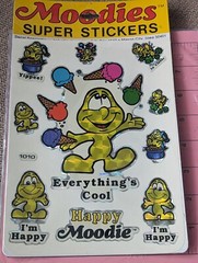 Vintage MOODIES SUPER STICKERS Happy Moodies prism Large Sheet Decal Specialties