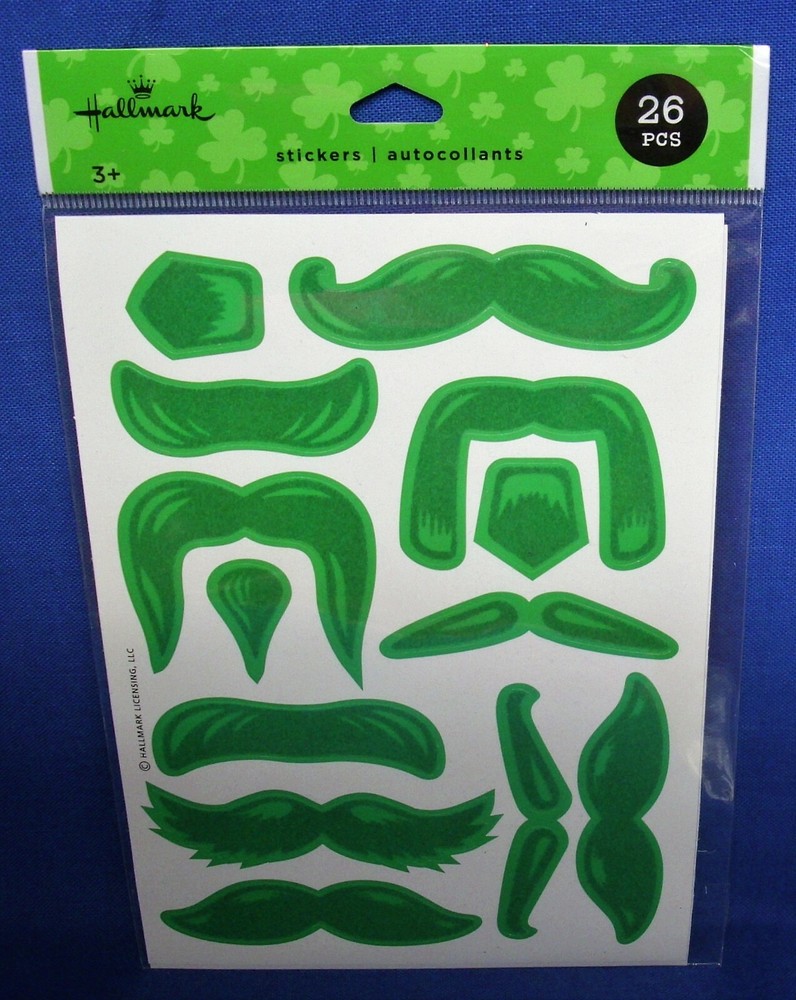 Hallmark St Patrick’s Day Stickers Green Mustaches 26 Pcs Free Shipping @ $15