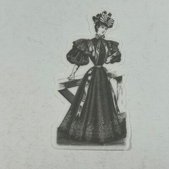 Transparent Sticker Victorian Garden Party Woman in Black Period Dress Fashion