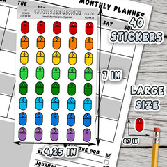 Computer Mouse Stickers, Mini Icon Reminder Planner stickers, Journals, books