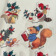 Vintage American Greetings Stickers Christmas Animals Raccoon Bunny 8 Sheets New