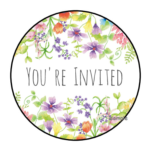 30 YOU’RE INVITED STICKERS ENVELOPE SEALS LABELS 1.5″ ROUND FLORAL WILDFLOWERS