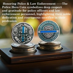 Police Challenge Coin, Thin Blue Line Skull Police Officers Prayer Coin Law E…