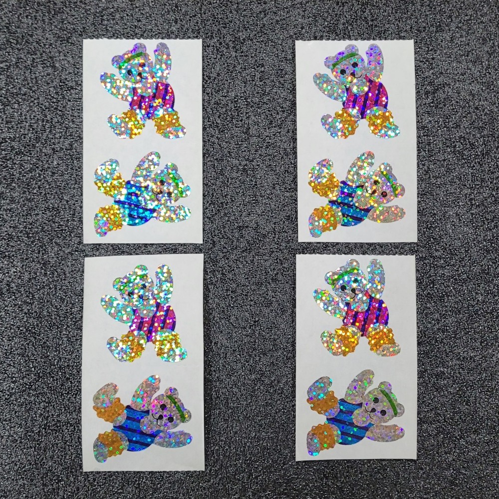 RARE VINTAGE «DANCING BEARS» STICKERS! HAMBLY STUDIOS 1980S HOLO FOIL