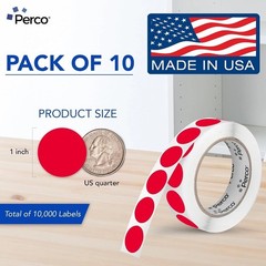 Red Perforated Round Circle Dot Sticker 1-Inch Labels — 10 Rolls, 10,000 Stic…