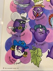 Hallmark Silly Scents Grape Scratch Sniff 1983 Famous Grapes RARE One Sheet