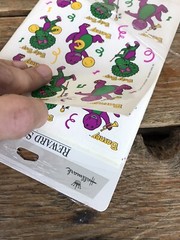 Vintage Sticker 6 Sheets Hallmark 1993 BARNEY Baby Bop Purple Dinosaur