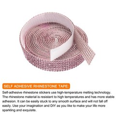Self Adhesive Rhinestone Strips 6.6 Yards for Crafts,3 Rolls (Light Pink)