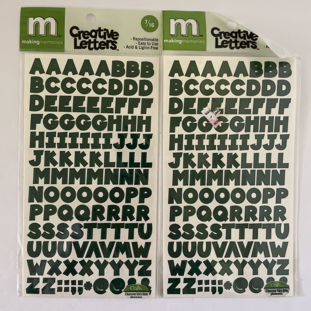2 Making Memories 7/16” Chunky Forest Green Creative Letters Alphabet Stickers