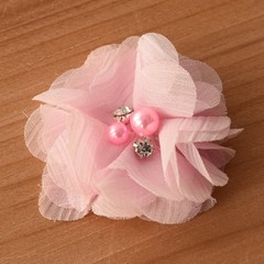 DIY Chiffon Fabric Flower with Pearls and bling Rhinestone Embellishment Craft