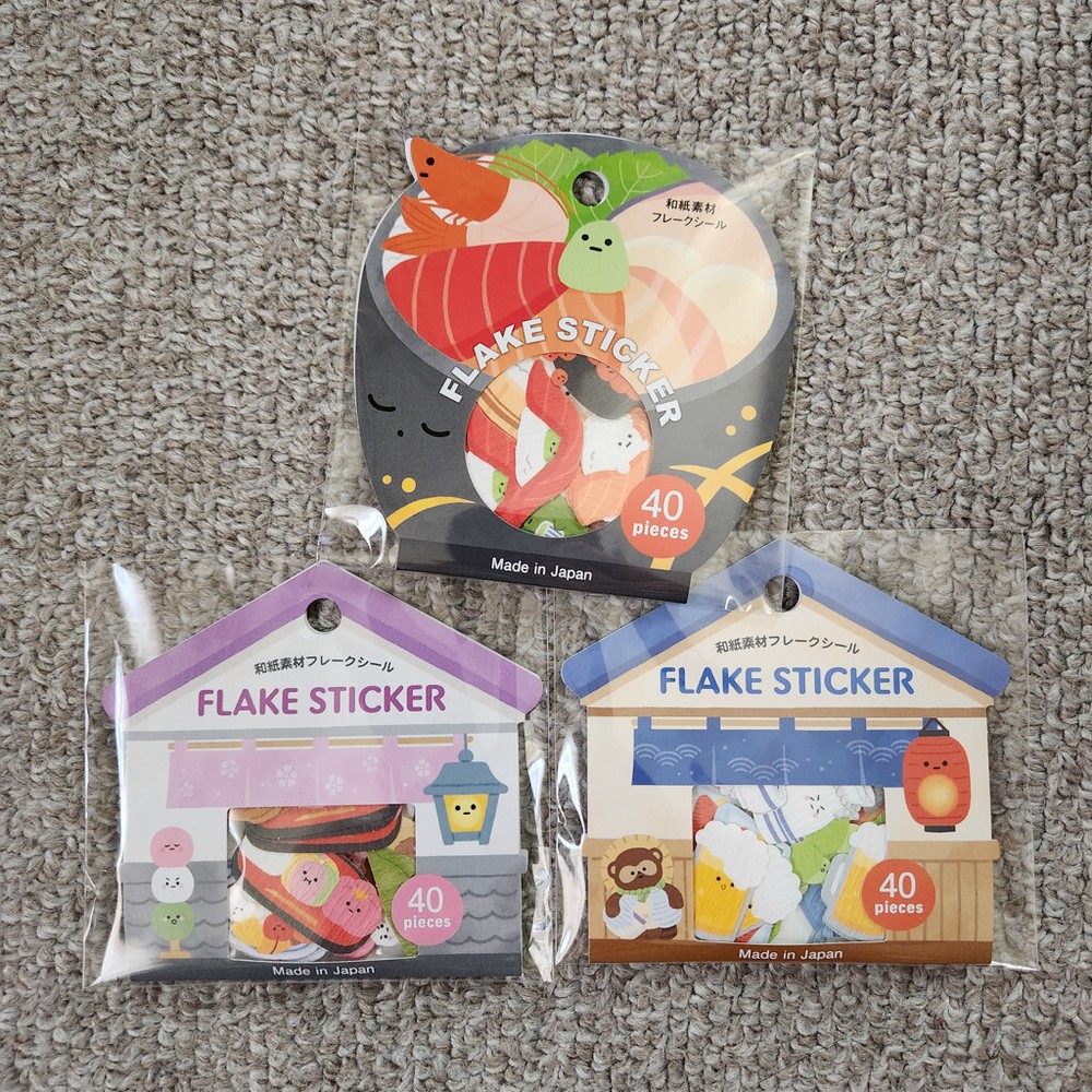 Flake seal sticker 40pieces Japan Japanese paper washi food