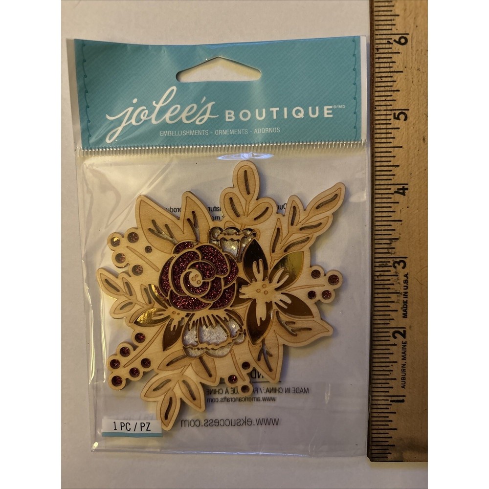 Floral Cluster Wood Glitter Accents Laser Cut Wood Jolee’s 3D Embellishment