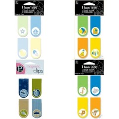 PEBBLES Inc MAGNETIC CLIPS SET OF 4 DOUBLE SIDED PIECES ALL BOY Scrapbooking NEW