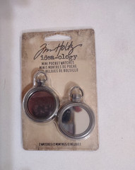 Tim Holtz Idea-ology Lot Transparent Tiles Mini Stitched Scraps Pocket Watches