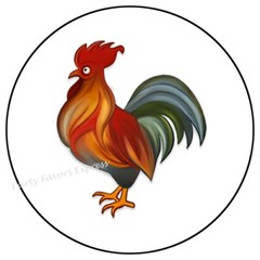 ROOSTER FARM ENVELOPE SEALS LABELS STICKERS PARTY FAVORS