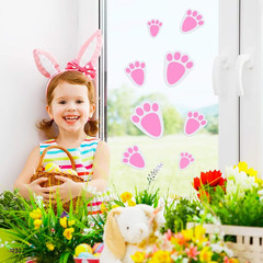 12 Sheet 72 Pcs Easter Bunny Feet Bunny Clings Decals Stickers for Home Floor,Ea
