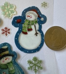 SNOWMAN EPOXY/VELLUM Stickers(18pc)Christmas~Snowflakes~Holiday~Glitter~Winter~