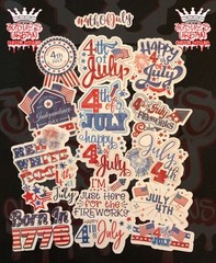 16pcs Stickers: USA Independence Day 4th of July Glossy Stickers