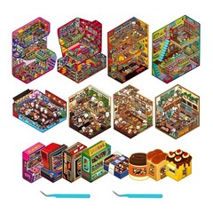 8 Sets Big Foldable 3D House Stickers – Fun DIY Decor for Kids & Adults, Stress