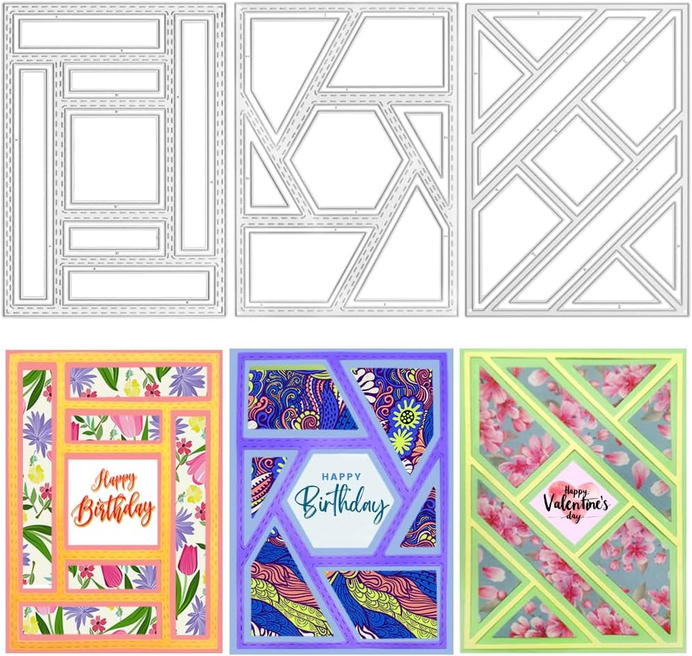 3 PCS Rectangular Die Cuts for Card Making, Frame Scrapbook Metal Cutting Dies