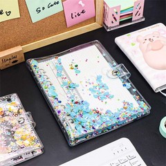 A6 Sticker Book Binder 6 Ring Reusable Pages 20 Sheets Glitter Sequin Japan NEW