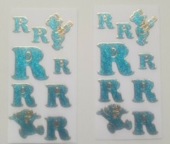 Set of 2 sheets of vintage introduct glitter stickers «R» discontinued Germany