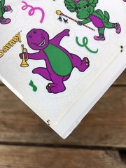 Vintage Sticker 6 Sheets Hallmark 1993 BARNEY Baby Bop Purple Dinosaur