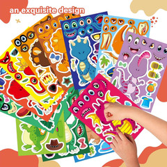 24 PCS Dinosaur Sticker for Kids, Make Your Own Dinosaur Sticker Sheets 12 Desig