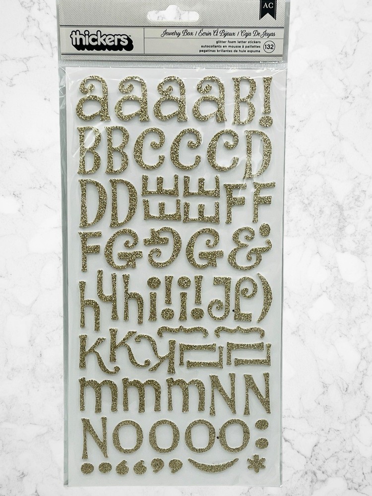 Thickers Champagne Colored Jewelry Box Glitter Foam ABC Stickers 132 Pc #376898