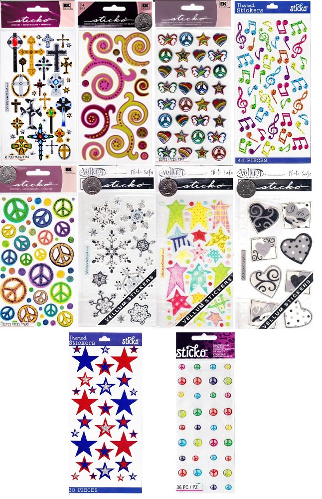 Sticko Stickers SHAPES – Dots Swirls Stars Flourishes – Choice of Style – NIP