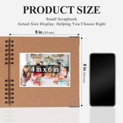 8×8 Scrapbook Album Kraft Paper Memory Book 60 Blank Pages Hardcover Photo Album