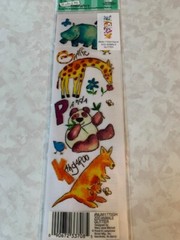 EZ RUB-ON TRANSFERS GLITTER RUB-ONS ZOO ANIMALS GLITTER 16 PCS