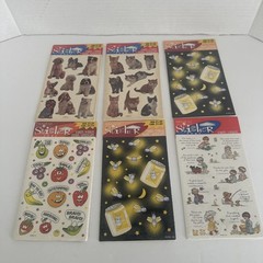 VTG Stickers Lot American Greeting 6 Packs Dogs Cats Fruit Religious Fireflies