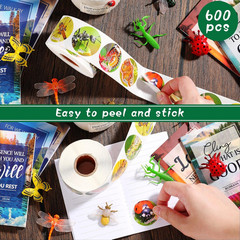 600 Pcs Insect Stickers Decals for Kids, 1.38 Inch Classroom Teaching Supplies