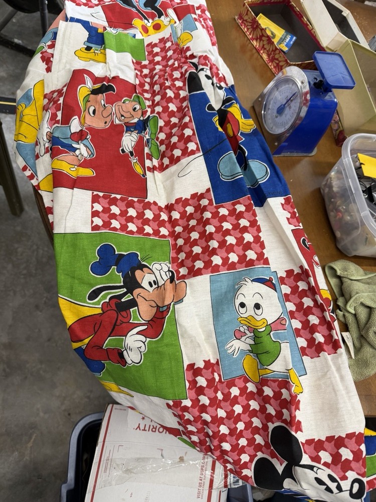 Vintage Mickey And Friends Curtain Approximately 40×80 One Side Only