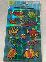 STICKER FUN GOOGLE EYES FISH MULTI-COLOR-SHAPES FISH FOIL FISH BRIGHT COLORS!