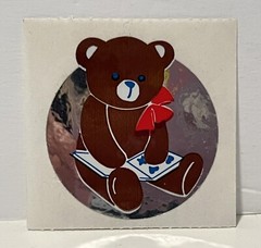 Vintage 80’s SMALL WORLD GREETINGS Teddy Bear Foil Mylar Sticker – Rare