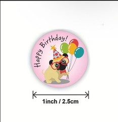 40 PCs Round 1” Happy Birthday Animal Cartoon Stickers Penguin Monkey Koala Owl