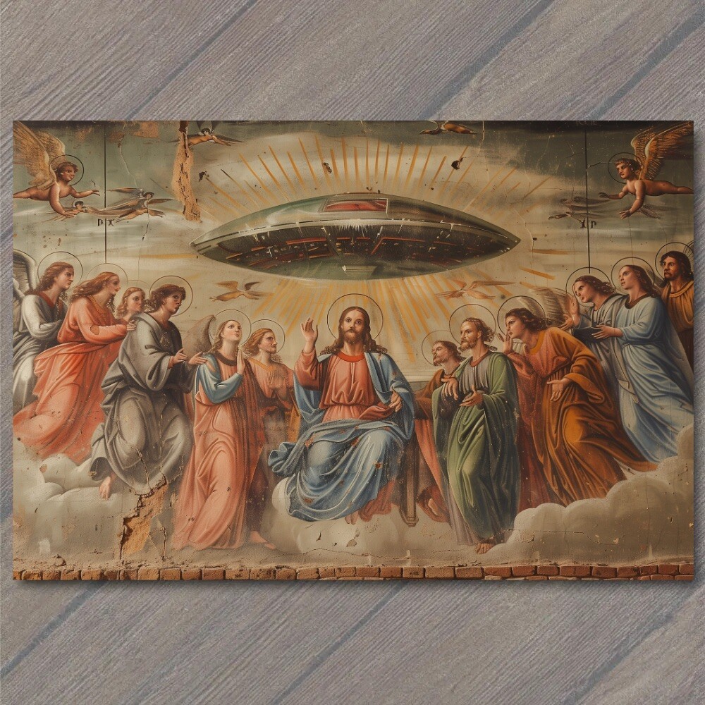 STICKER Alien God Civilization Religious Deity Ceremony Sacred Ritual Spaceshi