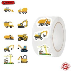 500pcs Construction Vehicle Sticker Roll Kids Reward Labels Toy Stickers – NEW