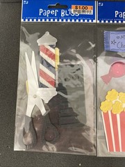 Paper Bliss Barber Shop, Popcorn, Birthday Moon Dimensional Stickers Lot of 6