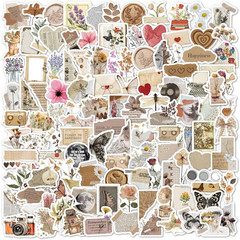 Vintage Natural Stickers-120Pcs Waterproof Scrapbook Aesthetic Sticker, Daily