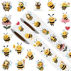 1000PCS Bee Stickers Roll 20 Styles Envelope Seals Stickers Animal Stickers f…