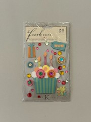 Fresh Paint Colorful 3D Dimensional Birthday Cupcake Jewel Stickers – New Sealed