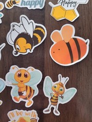 STICKERS x 10 Honey Bee Positive Apiculture Beehive Cartoon Sticker BEH2